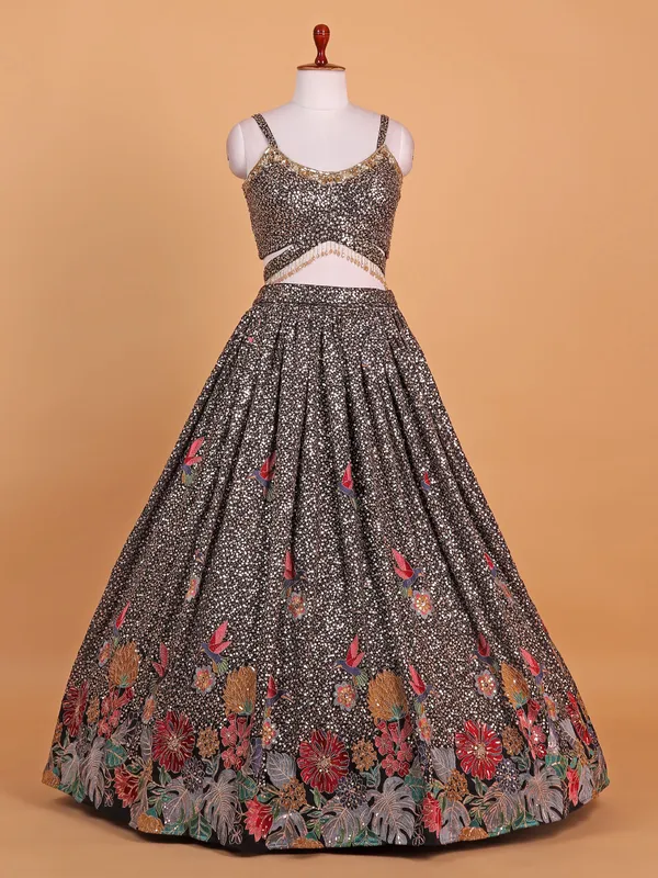 Black georgette lehenga choli in rich work