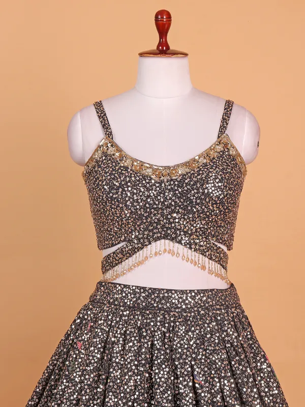 Black georgette lehenga choli in rich work