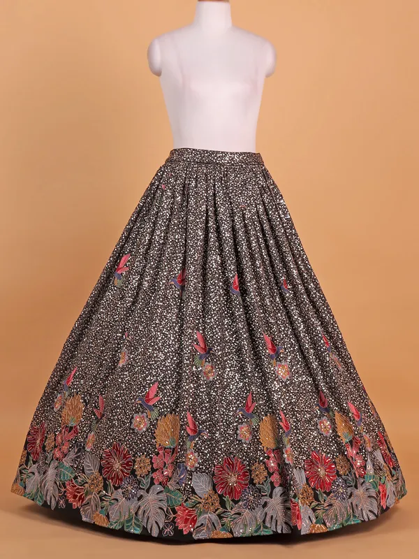 Black georgette lehenga choli in rich work