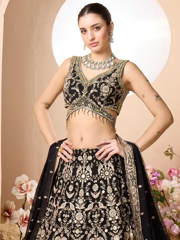 Black georgette navratri style lehenga choli