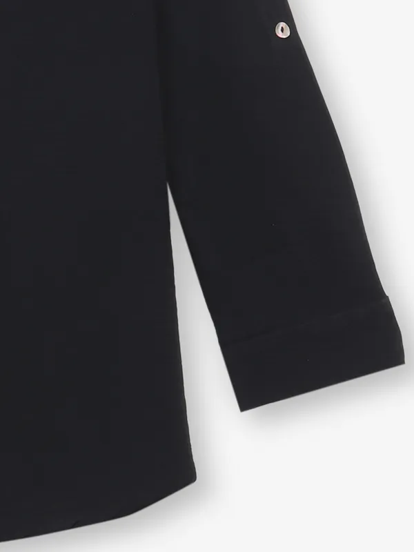 Black georgette plain V neck top