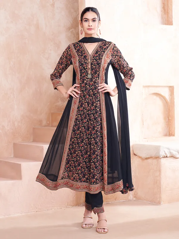 Black georgette salwar suit with dupatta