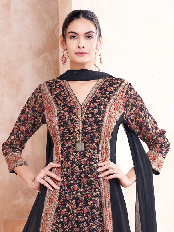 Black georgette salwar suit with dupatta