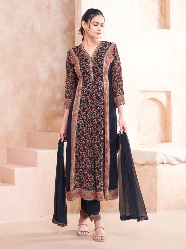 Black georgette salwar suit with dupatta