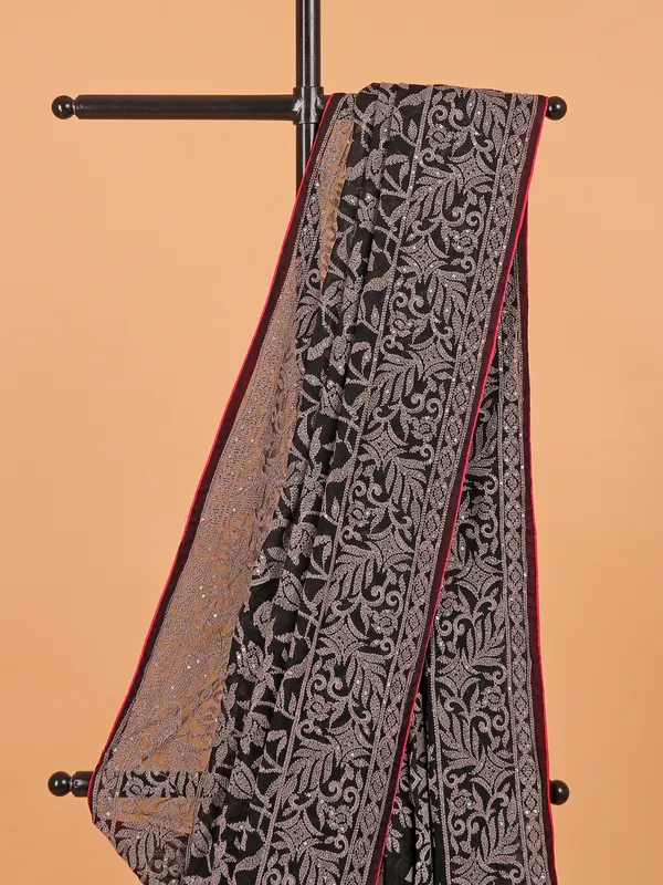 Black georgette saree for women