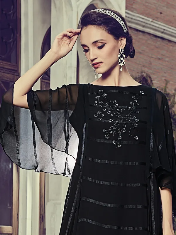 Black georgette sharara set for festive