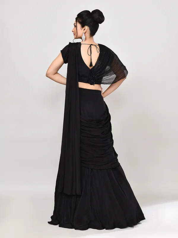 Black georgette sweetheart neck wedding lehenga choli