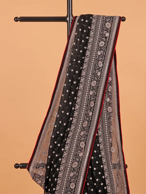 Black georgette wedding wear saree