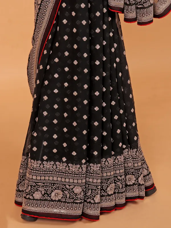 Black georgette wedding wear saree