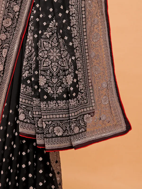 Black georgette wedding wear saree