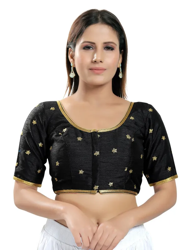 Black hue ready made saree blouse in silk