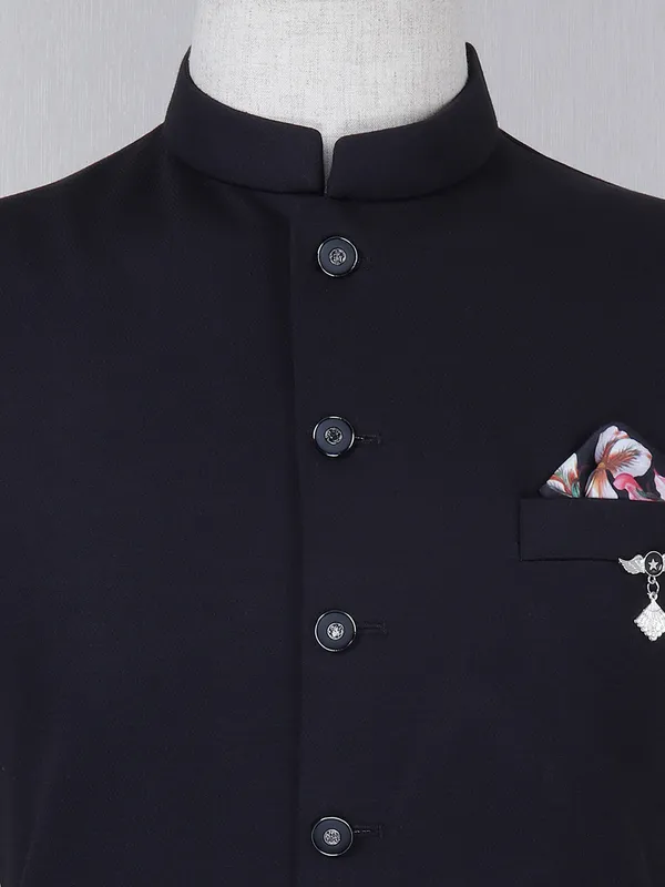 Black hued terry rayon party wear waistcoat