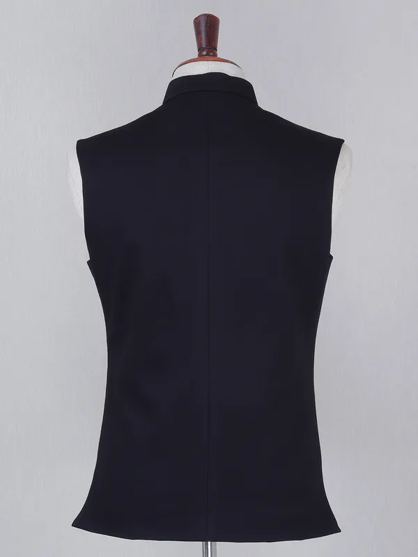 Black hued terry rayon party wear waistcoat