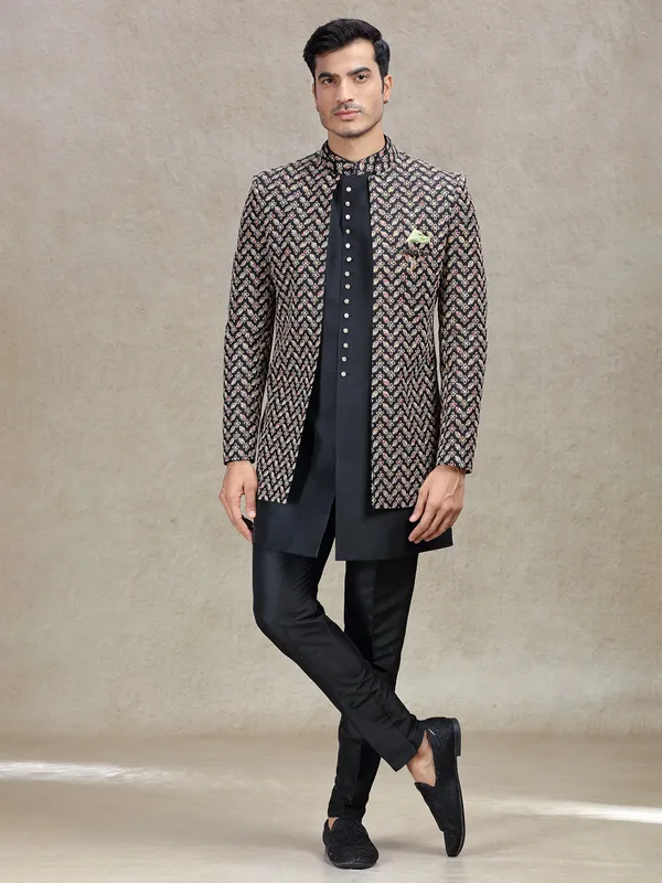 Black indo western for wedding look