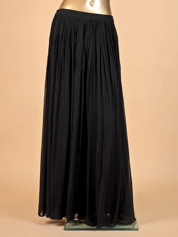 Black jacket style georgette palazzo suit
