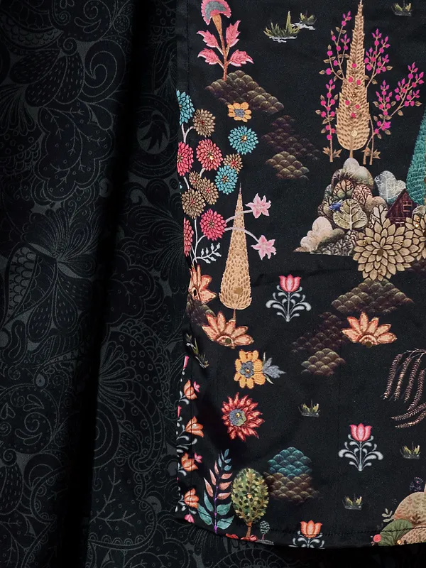 Black jacket style salwar suit with palazzo