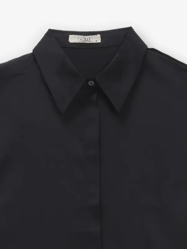 Black linen plain top for women