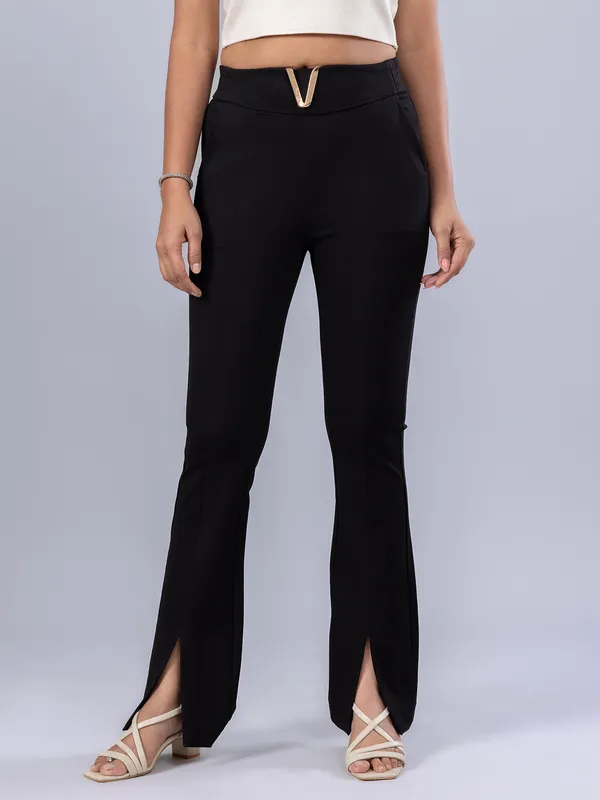 Black lycra casual wear women pant