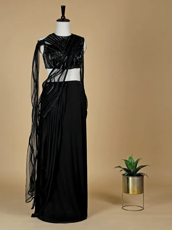 Black lycra designer lehenga choli