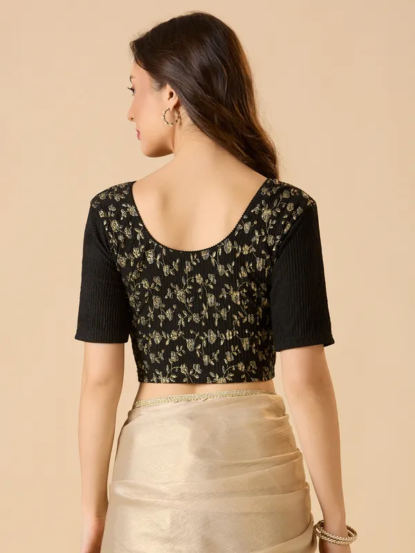 Black lycra ready made blouse with zari embellishments