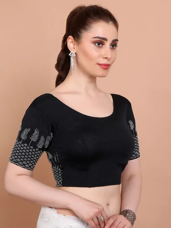 Black lycra strechable ready made blouse