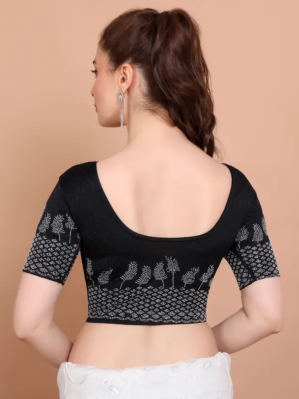 Black lycra strechable ready made blouse