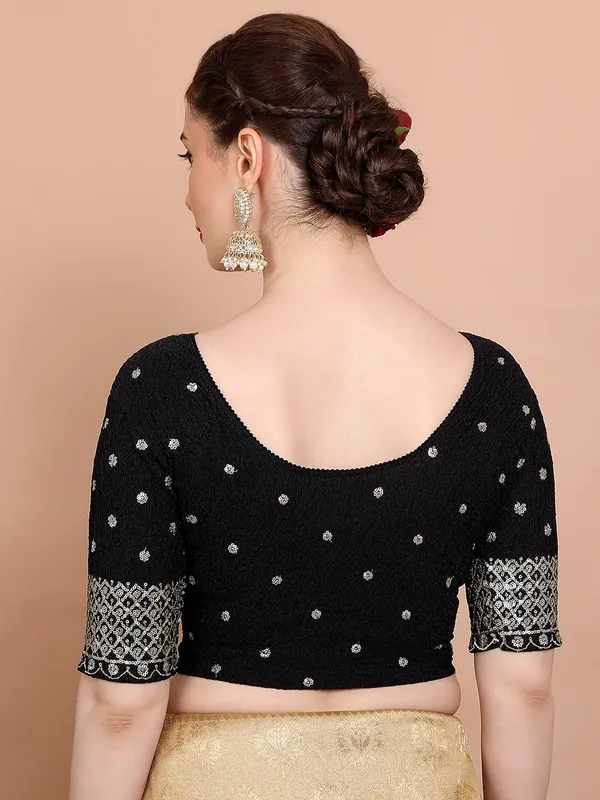 Black lycra strechable ready made blouse for women
