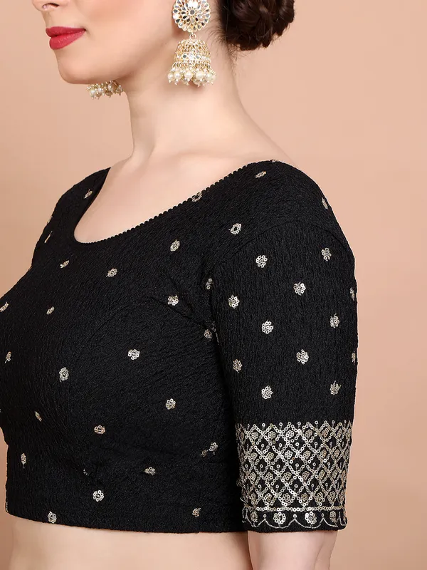 Black lycra strechable ready made blouse for women