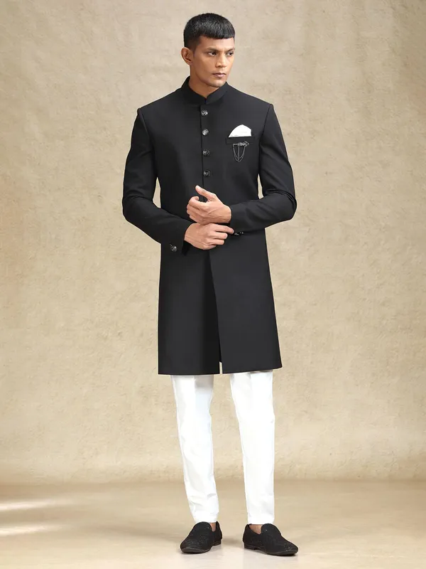 Black magestic simple indo western for men