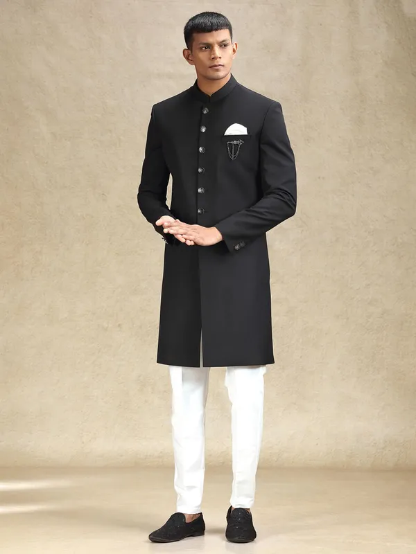 Black magestic simple indo western for men
