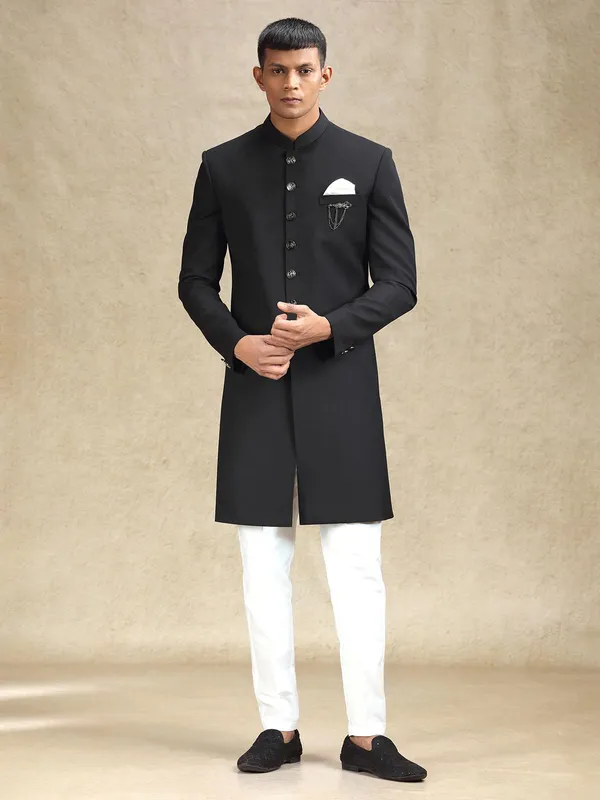 Black magestic simple indo western for men