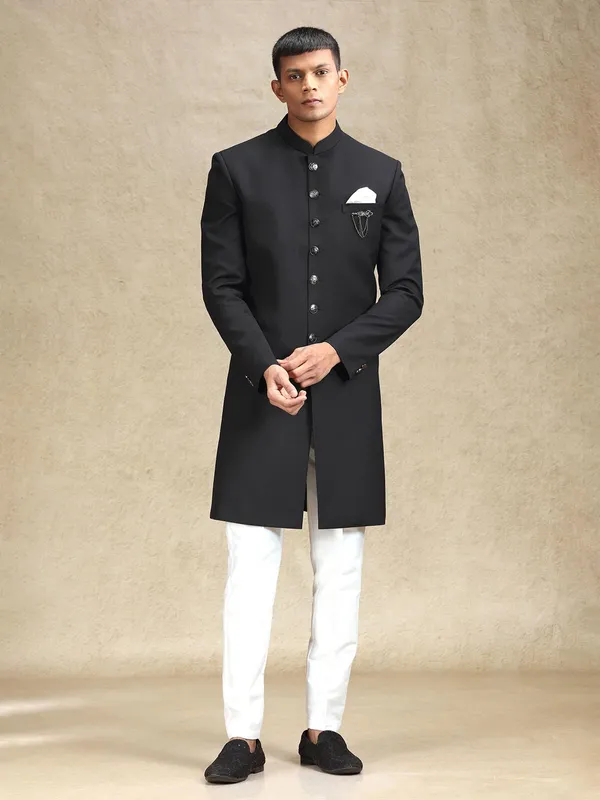 Black magestic simple indo western for men