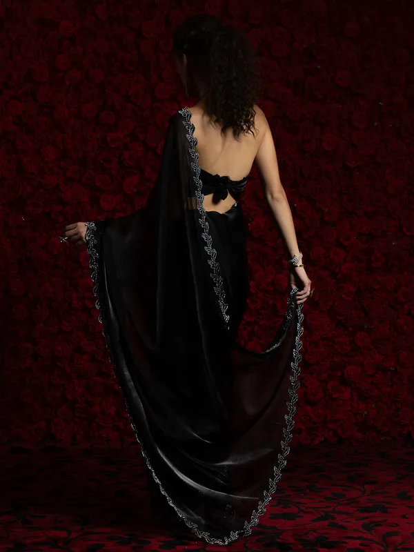 Black party wear chiffon saree