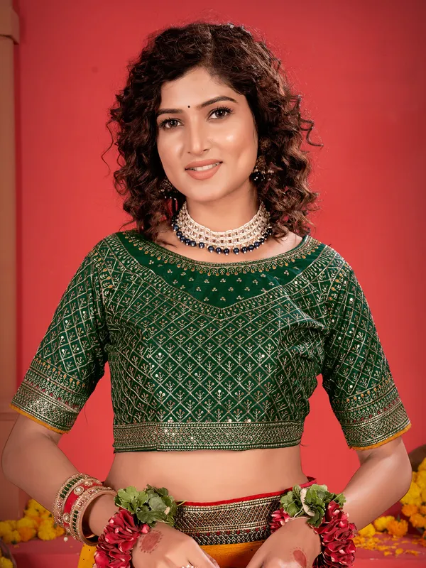 Mustard yellow silk saree for festive