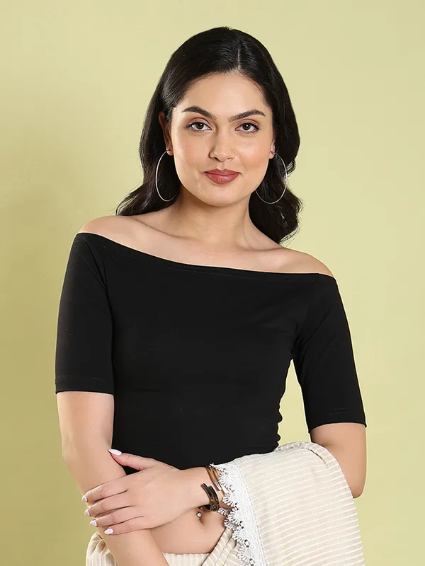 Black plain off shoulder blouse