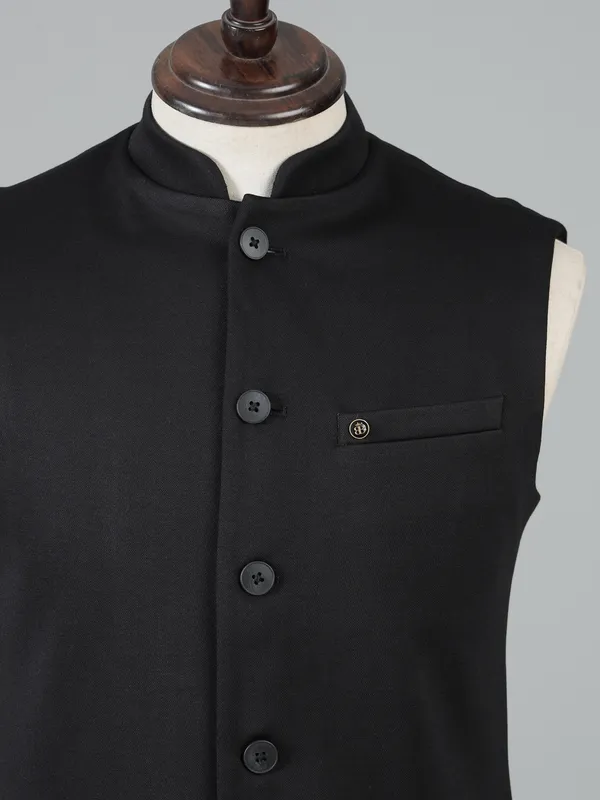 Black plain waistcoat for men