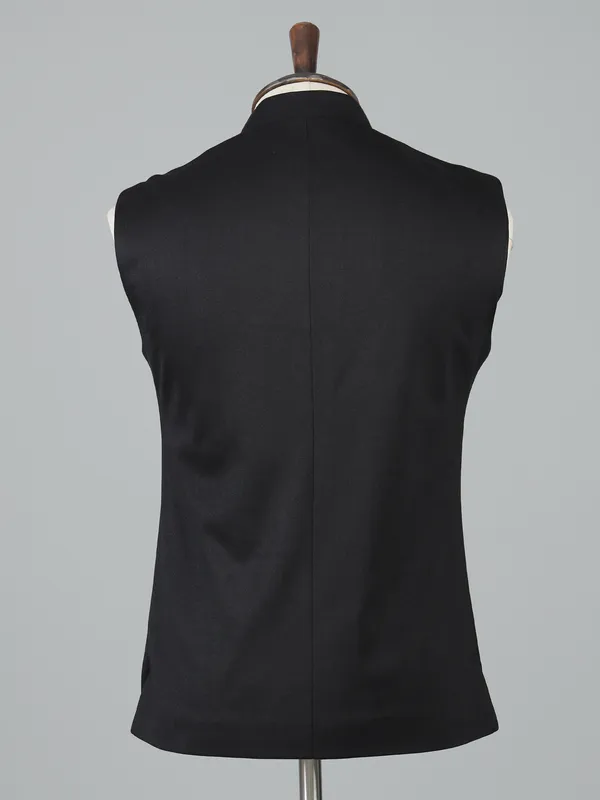 Black plain waistcoat for men