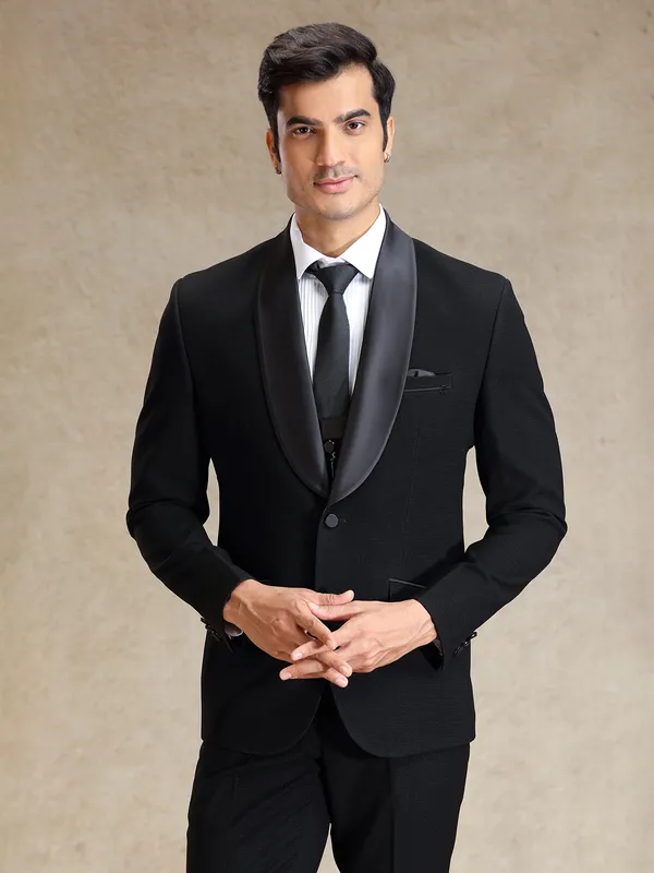 Black polyster reception wear coat suit