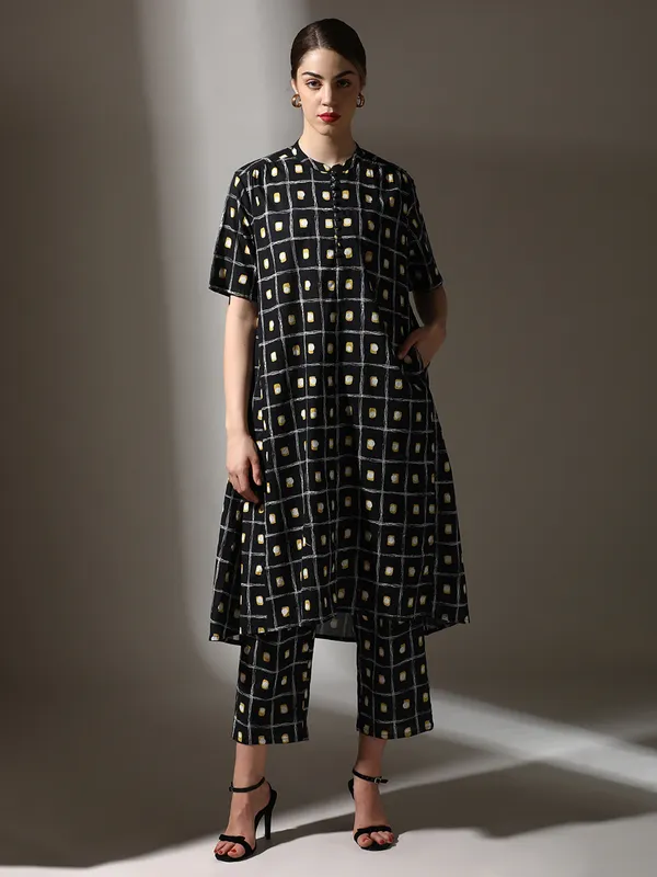 Black printed cotton co ord set