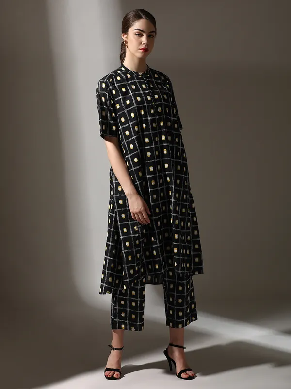 Black printed cotton co ord set
