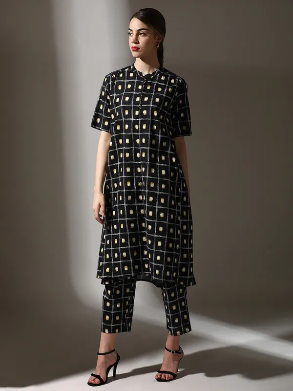 Black printed cotton co ord set