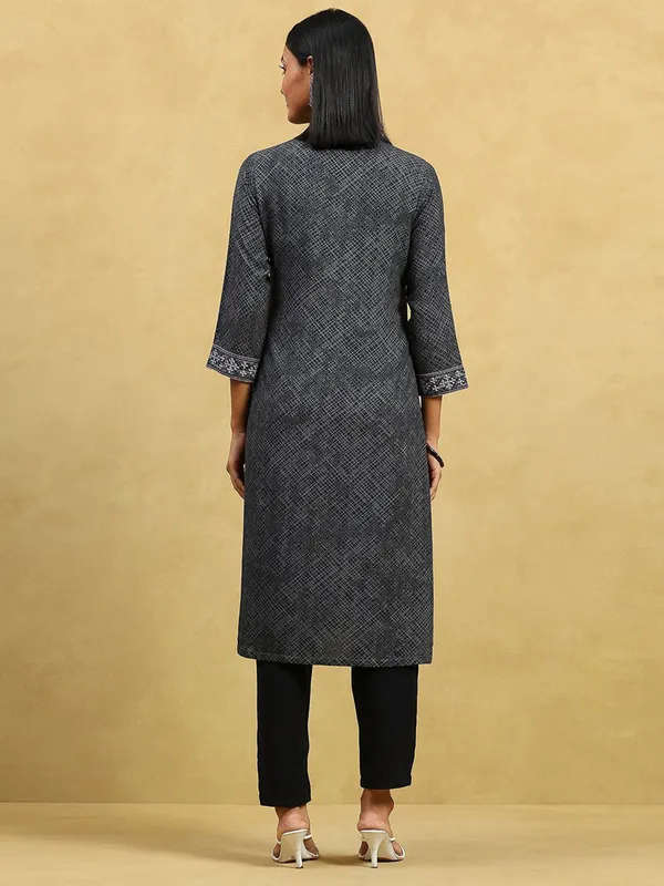 Black printed cotton kurti for casual wear