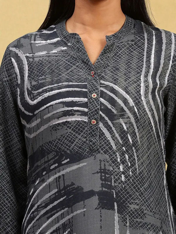 Black printed cotton kurti for casual wear