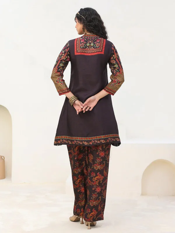 Black printed kurti set in dola silk