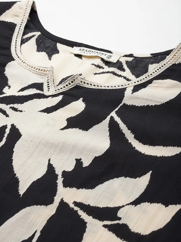 Black printed linen co-ord set