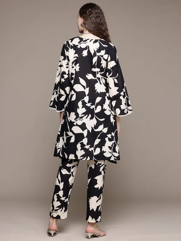 Black printed linen co-ord set