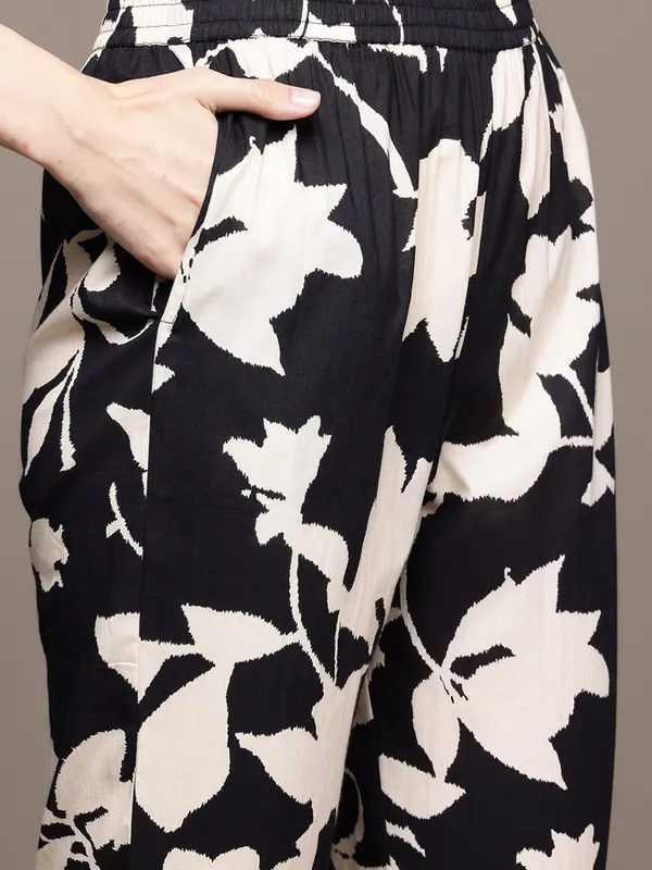 Black printed linen co-ord set