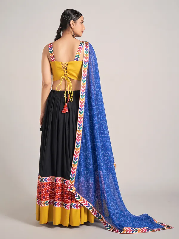 Black printed silk garba nights chaniya choli