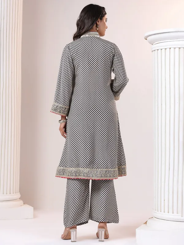 Black printed silk kurti suit