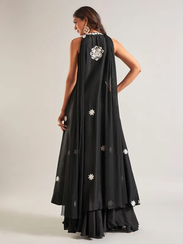 Black raw silk lehenga salwar suit